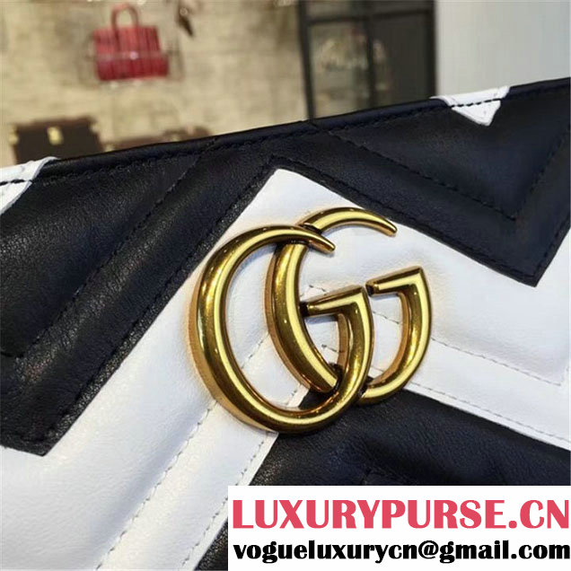 Gucci GG Marmont Matelassé Clutch Bag Calfskin Leather Fall Winter 2016 Collection White Black