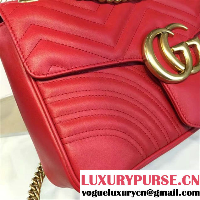 Gucci Marmont Matelassé Large Shoulder Bag Original Leather Fall Winter 2016 Collection Red