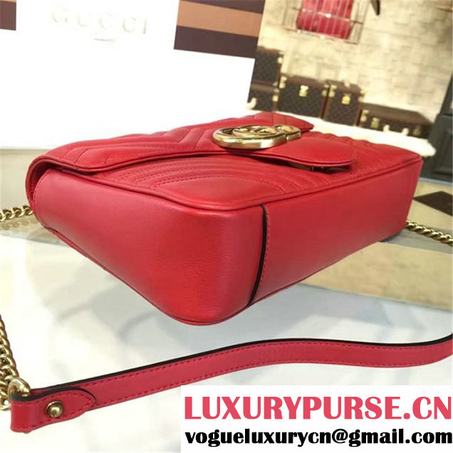 Gucci Marmont Matelassé Large Shoulder Bag Original Leather Fall Winter 2016 Collection Red