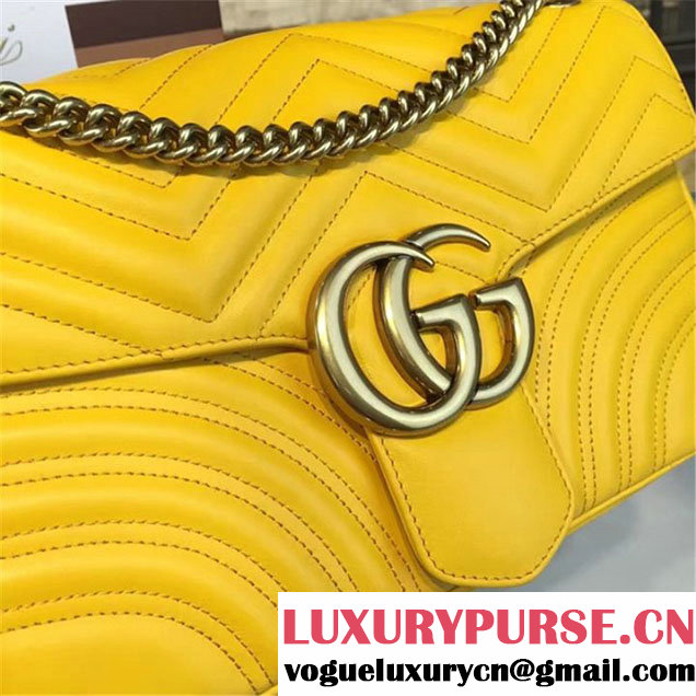 Gucci Marmont Matelassé Large Shoulder Bag Original Leather Fall Winter 2016 Collection Yellow