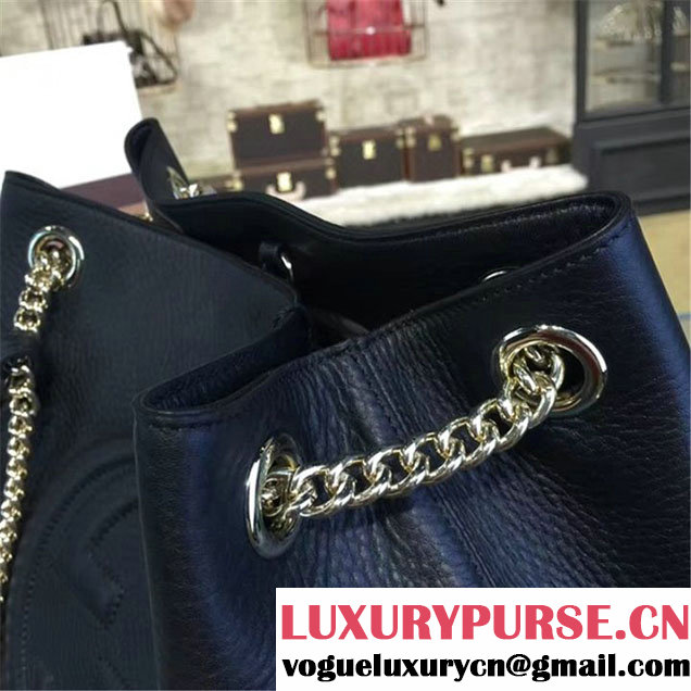 Gucci Soho Double Handle Satchel Chain Bag Original Leather Fall Winter 2016 Collection Black