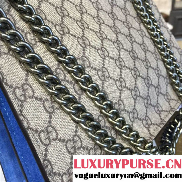 Gucci Dionysus GG Supreme Canvas Suede Shoulder Fall Winter 2016 Collection Light Blue