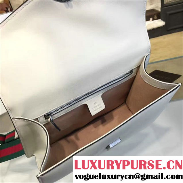 Gucci Lilith Bamboo Top Handle Bag with Printed Snakeskin Detail Medium Shoulder Bag Fall Winter 2016 Collection White