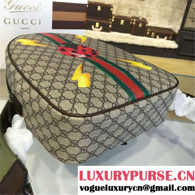 Gucci 'GG' Canvas Ladybug Backpack Original Leather Fall Winter 2016 Collection Beige & Brown