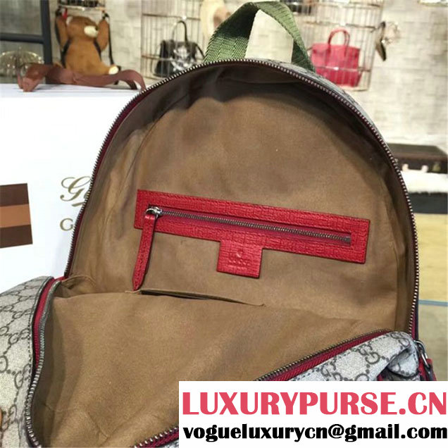 Gucci 'GG' Canvas Ladybug Backpack Original Leather Fall Winter 2016 Collection Beige & Red