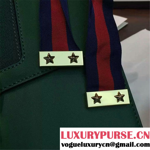 Gucci Sylvie Chain-Embellished Leather Medium Shoulder Bag Calfskin Leather Fall Winter 2016 Collection Green