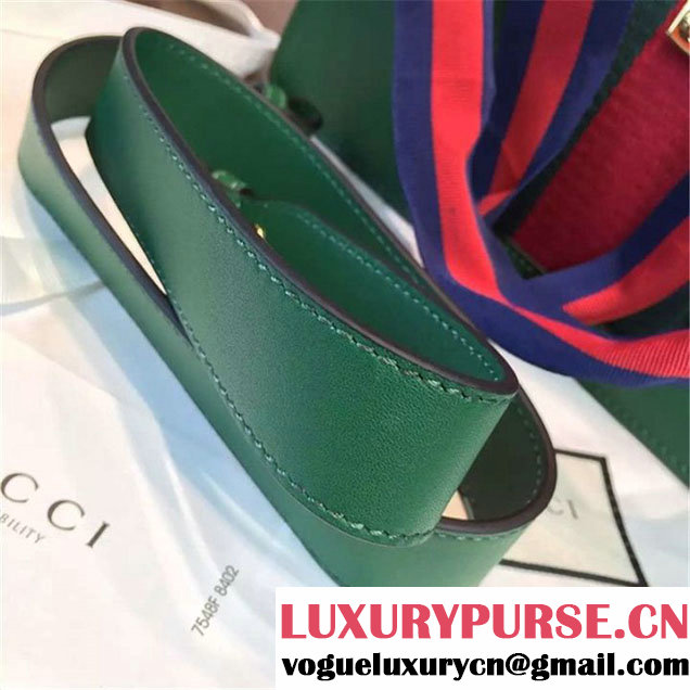 Gucci Sylvie Chain-Embellished Leather Medium Shoulder Bag Calfskin Leather Fall Winter 2016 Collection Green