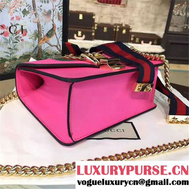 Gucci Sylvie Chain-Embellished Leather Mini Shoulder Bag Calfskin Leather Fall Winter 2016 Collection Pink