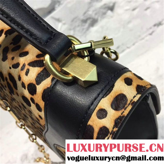 Gucci Iside Top Handle 25cm Bag Leopard Hair Calfskin Leather Pre-Fall 2017 Bag Collection Black