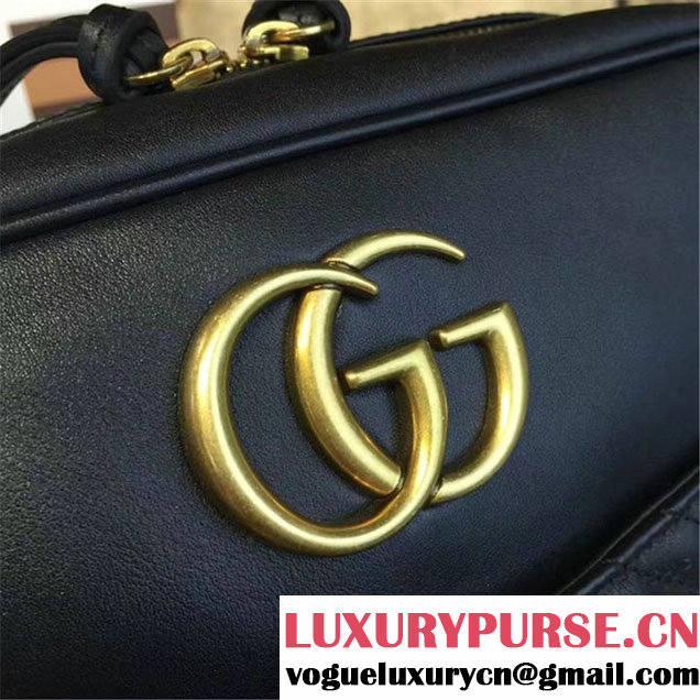Gucci GG Marmont Matelassé Large Shoulder 27cm Bag Fall Winter 2016 Collection Black