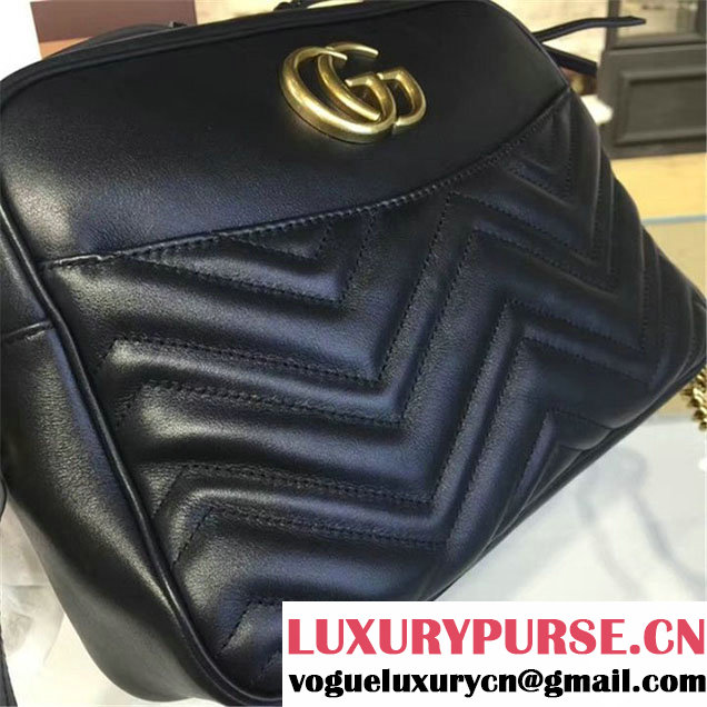 Gucci GG Marmont Matelassé Large Shoulder 27cm Bag Fall Winter 2016 Collection Black