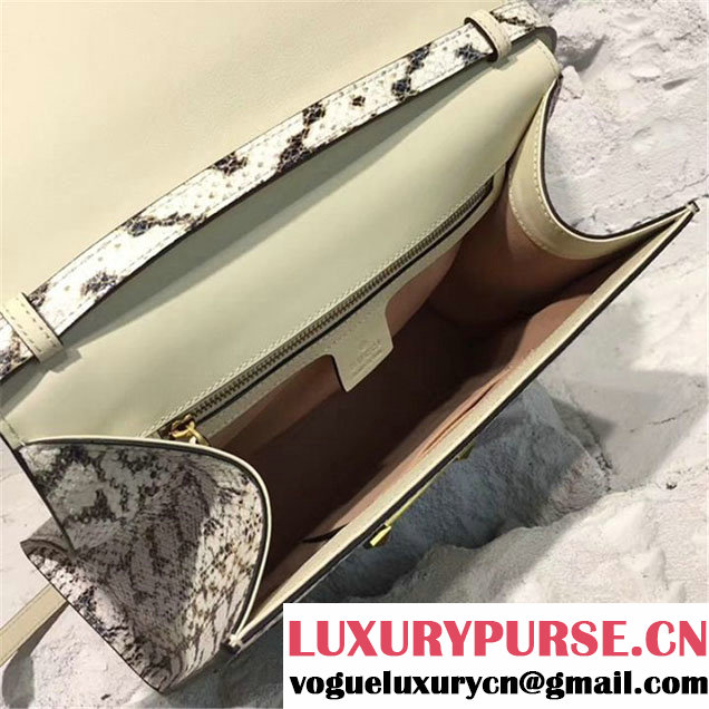 Gucci Iside Future Snakeskin Top Handle 32cm Bag Pre-Fall 2017 Bag Collection White Black