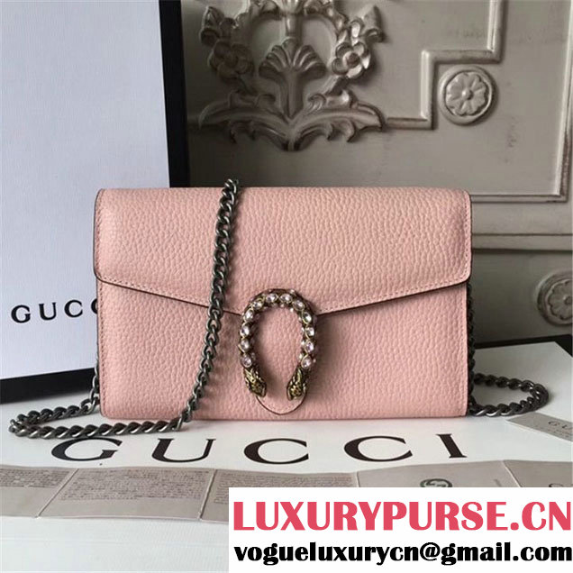 Gucci Crystal Dionysus Wallet On A Chain 20cm Shoulder Bag Spring Summer 2017 Collection Light Pink