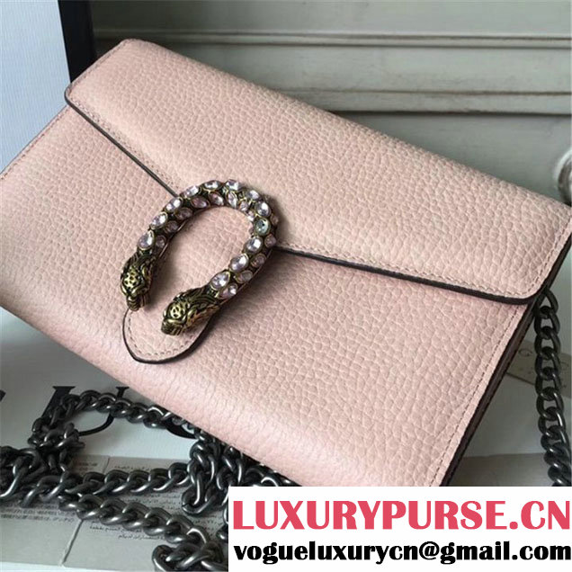 Gucci Crystal Dionysus Wallet On A Chain 20cm Shoulder Bag Spring Summer 2017 Collection Light Pink
