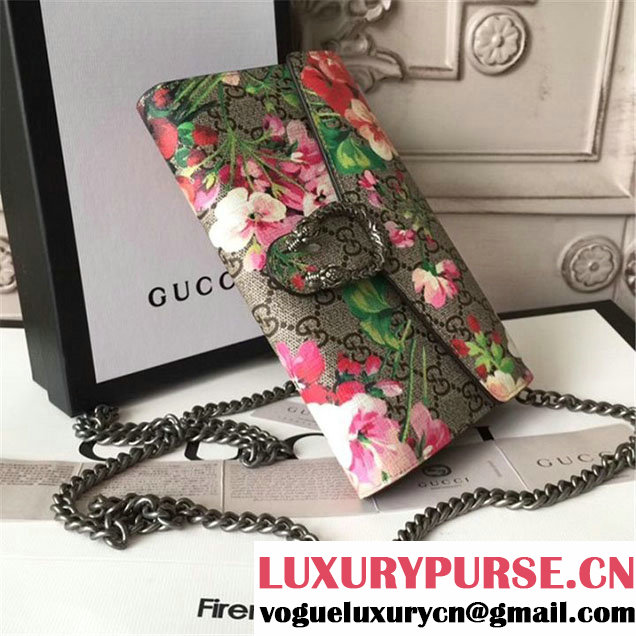 Gucci Dionysus GG Blooms Wallet On A Chain 20cm Shoulder Bag Gold Harware Spring Summer 2017 Collection Beige Multi