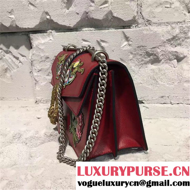 Gucci Dionysus Flower-Embroidery Chain 28cm Shoulder Bag Spring Summer 2017 Collection Multi Red