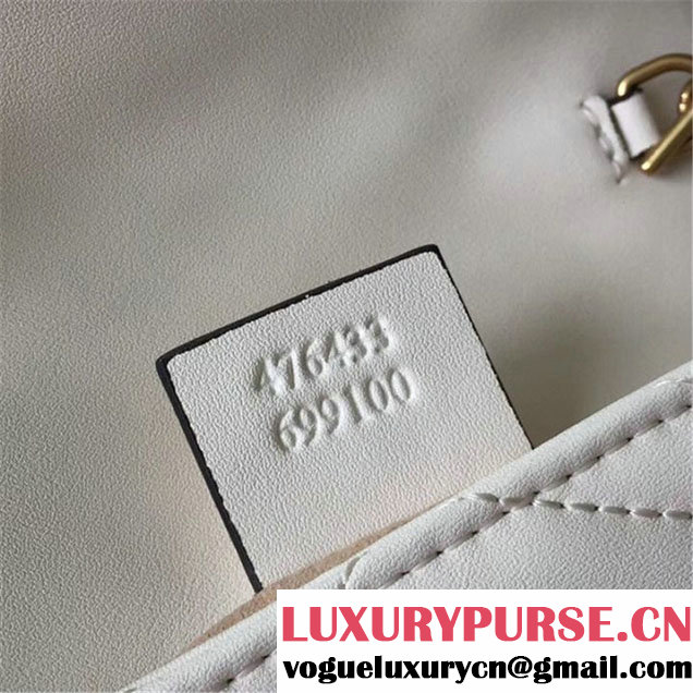 Gucci GG Marmont Matelassé 2.0 Mini Chain Shoulder Bag 17cm Calfskin Leather Fall Winter 2017 Collection White