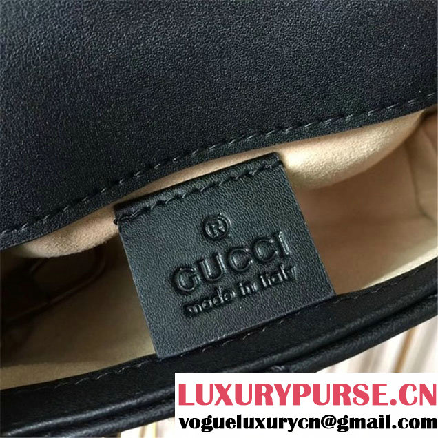 Gucci GG Marmont Matelassé 2.0 Mini Chain Shoulder Bag 17cm Calfskin Leather Fall Winter 2017 Collection Black
