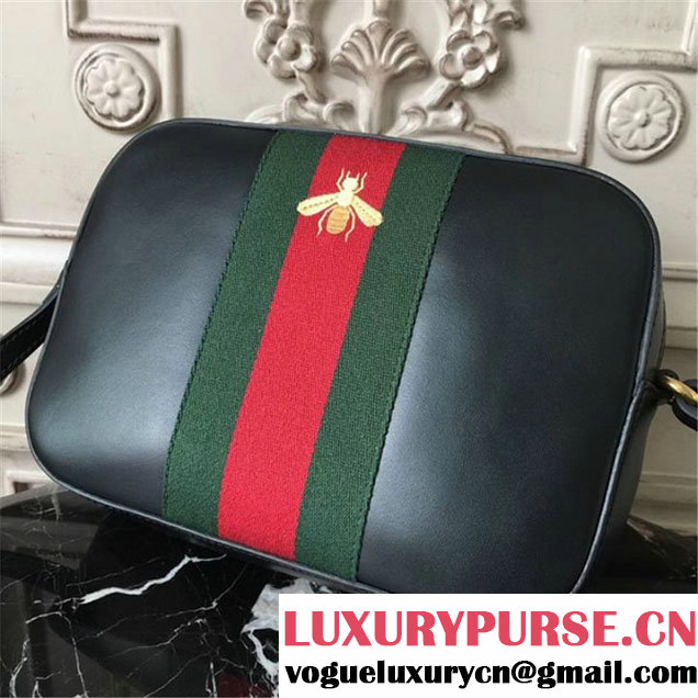 Gucci Original GG Web Canvas Camera Bag 23cm Spring Summer 2017 Collection Black