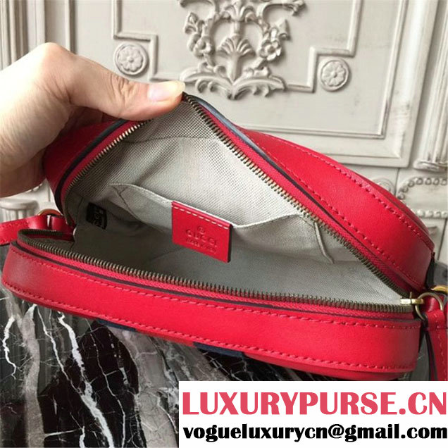 Gucci Original GG Web Canvas Camera Bag 23cm Spring Summer 2017 Collection Red