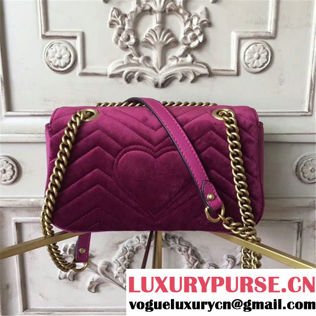 Gucci Bordeaux Feather Embroidered GG Marmont 23cm Shoulder Bag Pre-Fall 2017 Collection Fuschia