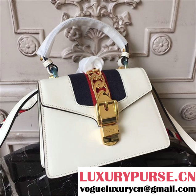 Gucci Sylvie Mini Satchel 20cm Bag with Rope 470270 Spring Summer 2017 Collection White