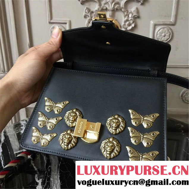 Gucci Sylvie Animal Studs Mini Bag 470270 20cm Spring Summer 2017 Collection Black