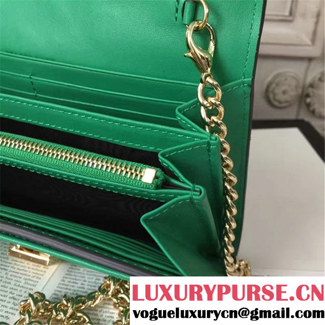 Gucci Sylvie Chain Clutch 20cm Bag 470270 Calfskin Leather Spring Summer 2017 Collection Green