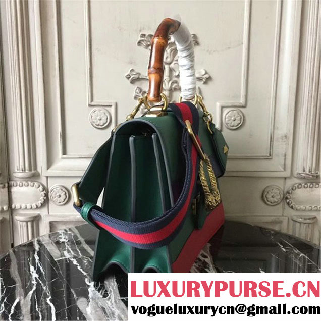 Gucci Dionysus Leather Bamboo Large Top Handle 27cm Bag Fall Winter 2017 Collection Green Navy Blue Hibiscus Red