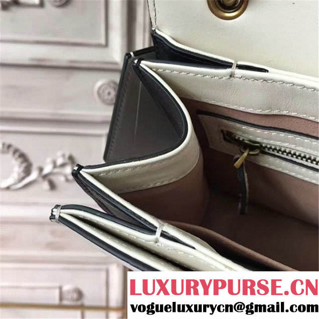 Gucci Queen Margaret Stripe Top Handle Shoulder Bag Calfskin Leather Fall Winter 2017 Collection Black White