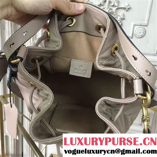 Gucci GG Marmont Quilted Bucket 20cm Bag Calfskin Leather Fall Winter 2017 Collection Beige
