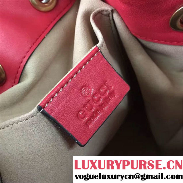 Gucci GG Marmont Quilted Bucket 20cm Bag Calfskin Leather Fall Winter 2017 Collection Red