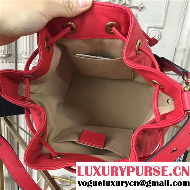 Gucci GG Marmont Quilted Bucket 20cm Bag Calfskin Leather Fall Winter 2017 Collection Red