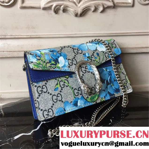 Gucci Dionysus GG Blooms Super Mini Bag 17cm 476432 Fall Winter 2017 Collection Neutral Blue
