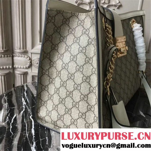 Gucci Padlock GG Supreme Canvas Shoulder Bag 34cm Fall Winter 2017 Collection White