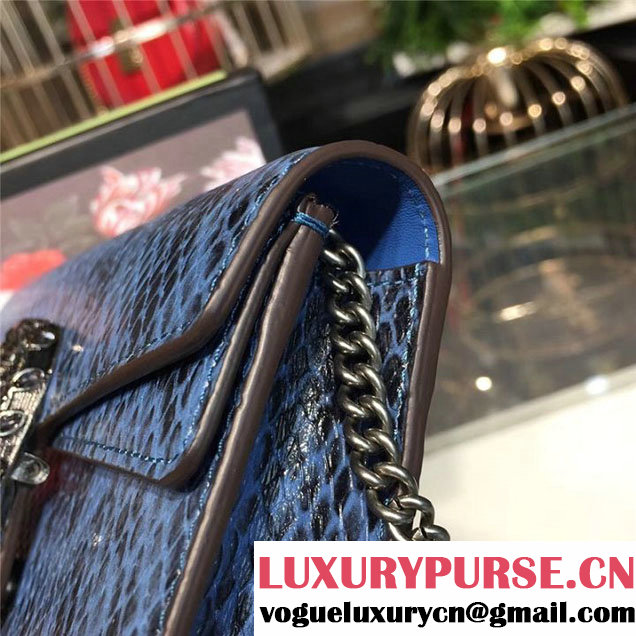 Gucci Dionysus Mini Bag with Crystals Python Leather 17cm 476432 Fall Winter 2017 Collection Blue Black