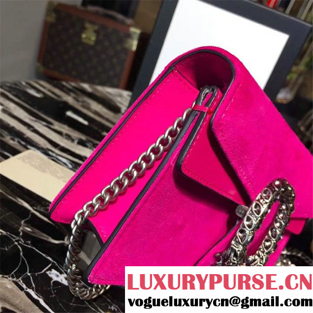 Gucci Dionysus Super Mini Velvet Bag with Crystals 17cm 476432 Calfskin Leather Fall Winter 2017 Collection Fuschia