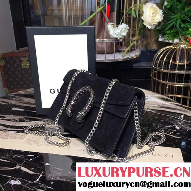 Gucci Dionysus Super Mini Velvet Bag with Crystals 17cm 476432 Calfskin Leather Fall Winter 2017 Collection Black