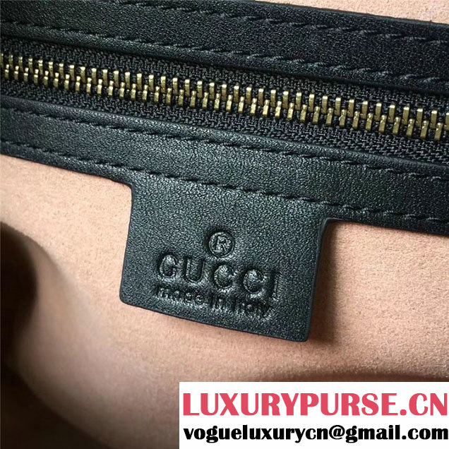 Gucci GG Marmont Chevron Quilted Top Handle Camera 25cm Bag Calfskin Leather 498100 Fall Winter 2017 Collection Black