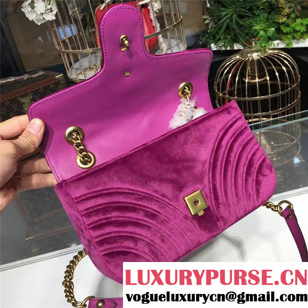 Gucci Marmont Chevron Velvet Shoulder Bag 26cm 443497 Fall Winter 2017 Collection Purple