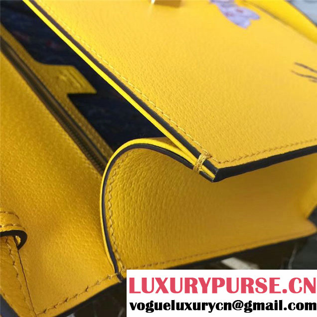 Gucci Falena Moth Bamboo Top Handle Leather Satchel Bag Calfskin Leather 30cm 488691 Fall Winter 2017 Collection Yellow
