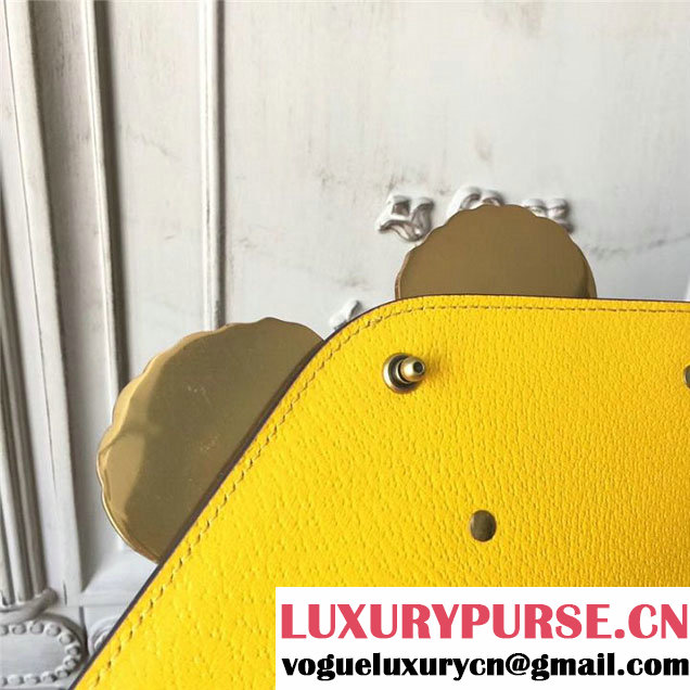 Gucci Falena Moth Bamboo Top Handle Leather Satchel Bag Calfskin Leather 30cm 488691 Fall Winter 2017 Collection Yellow