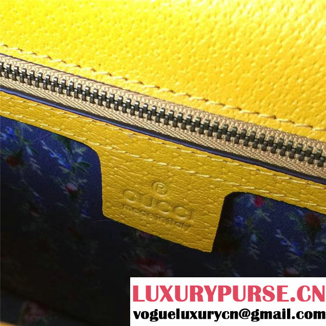 Gucci Falena Moth Bamboo Top Handle Leather Satchel Bag Calfskin Leather 30cm 488691 Fall Winter 2017 Collection Yellow
