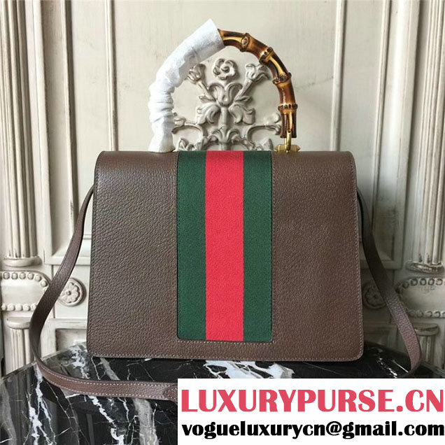 Gucci Falena Moth Bamboo Top Handle Leather Satchel Bag Calfskin Leather 30cm 488691 Fall Winter 2017 Collection Brown