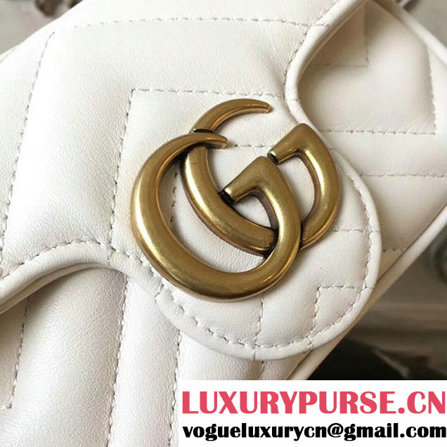 Gucci GG Marmont Matelasse Mini Shoulder Bag 17cm White
