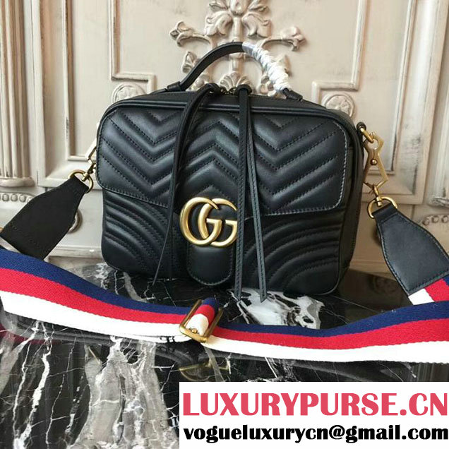 Gucci GG Marmont Matelasse Shoulder Bag 25cm 498100 Black
