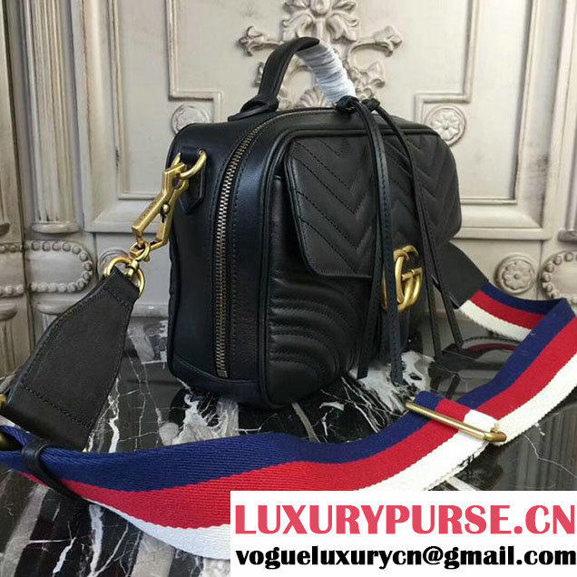 Gucci GG Marmont Matelasse Shoulder Bag 25cm 498100 Black