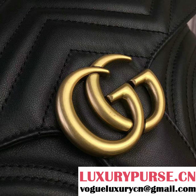 Gucci GG Marmont Matelasse Shoulder Bag 25cm 498100 Black