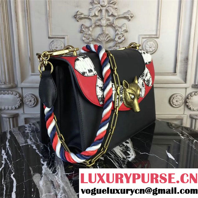 Gucci Broche Shoulder Bag 26cm 466433 Calfskin Leather Fall Winter 2017 Collection Black
