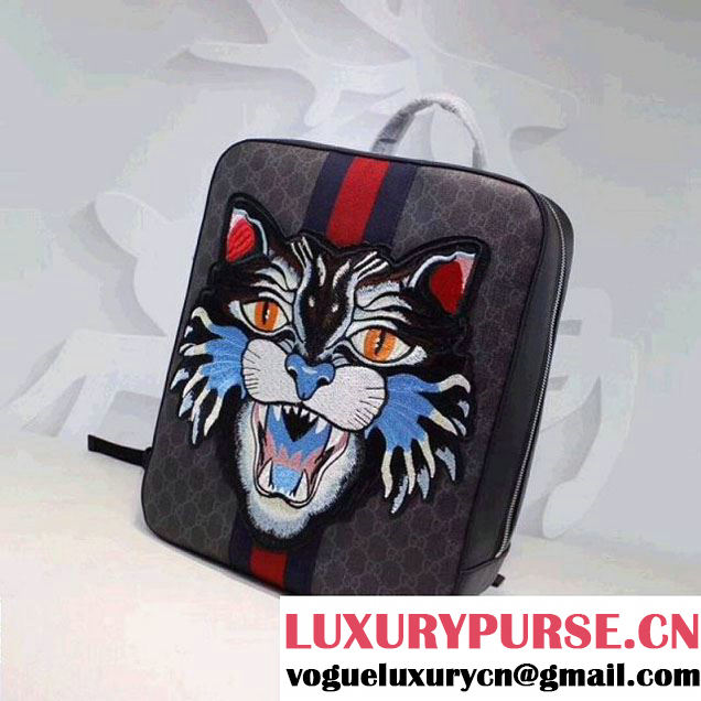 Gucci GG Supreme Backpack with Angry Cat 478324 2017 (XYS-7120507 )
